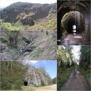 Pasos por húmedos túneles, las vistas de las antiguas minas y el arroyo de Callejamala que acompaña buena parte del trayecto